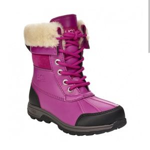 Ugg Butte Ii Crw Fuchsia Suede Sheepskin Snow Boots kids size 2